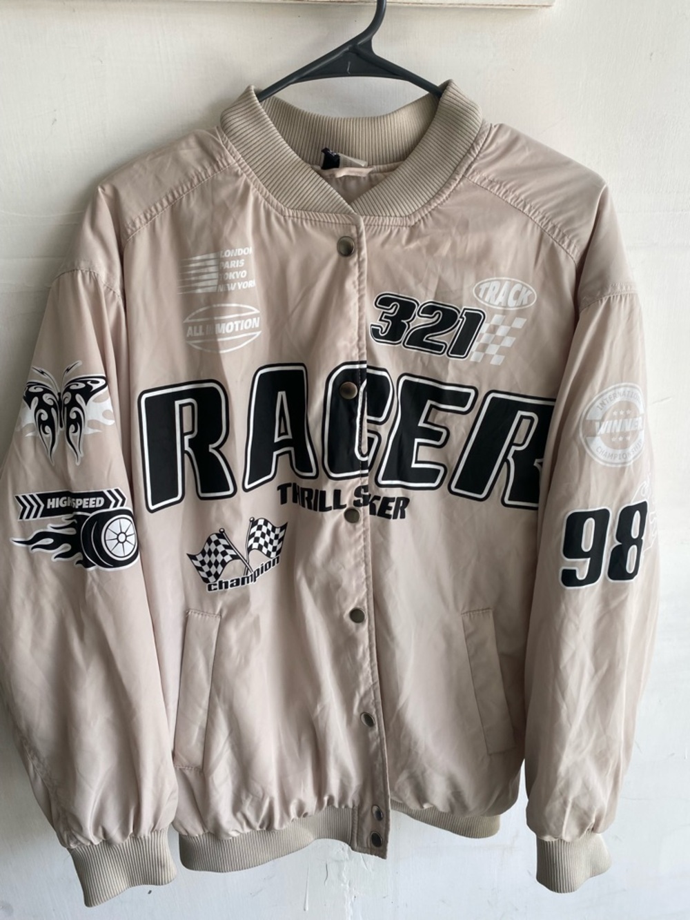 H&M Beige/cream Ribbed Collar Jacket